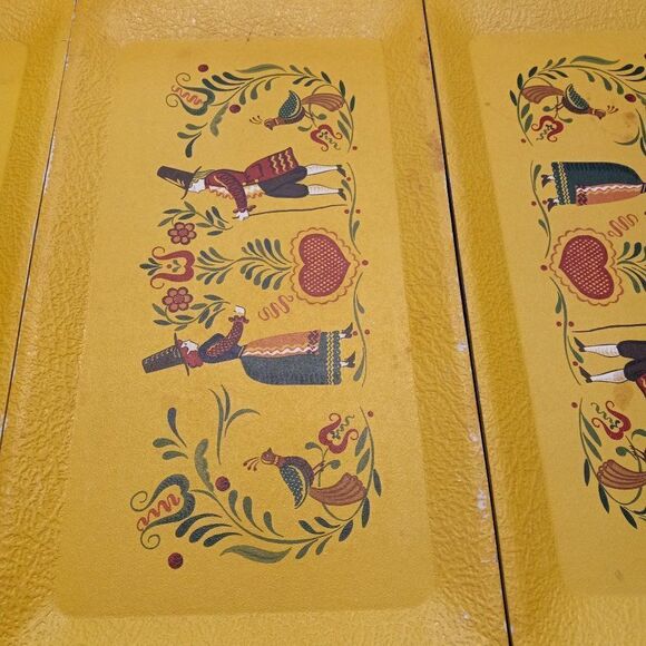 Vintage Kentley Yellow Lap Trays (4) Cottagecore Kitsch Grandmacore - Picture 9 of 11